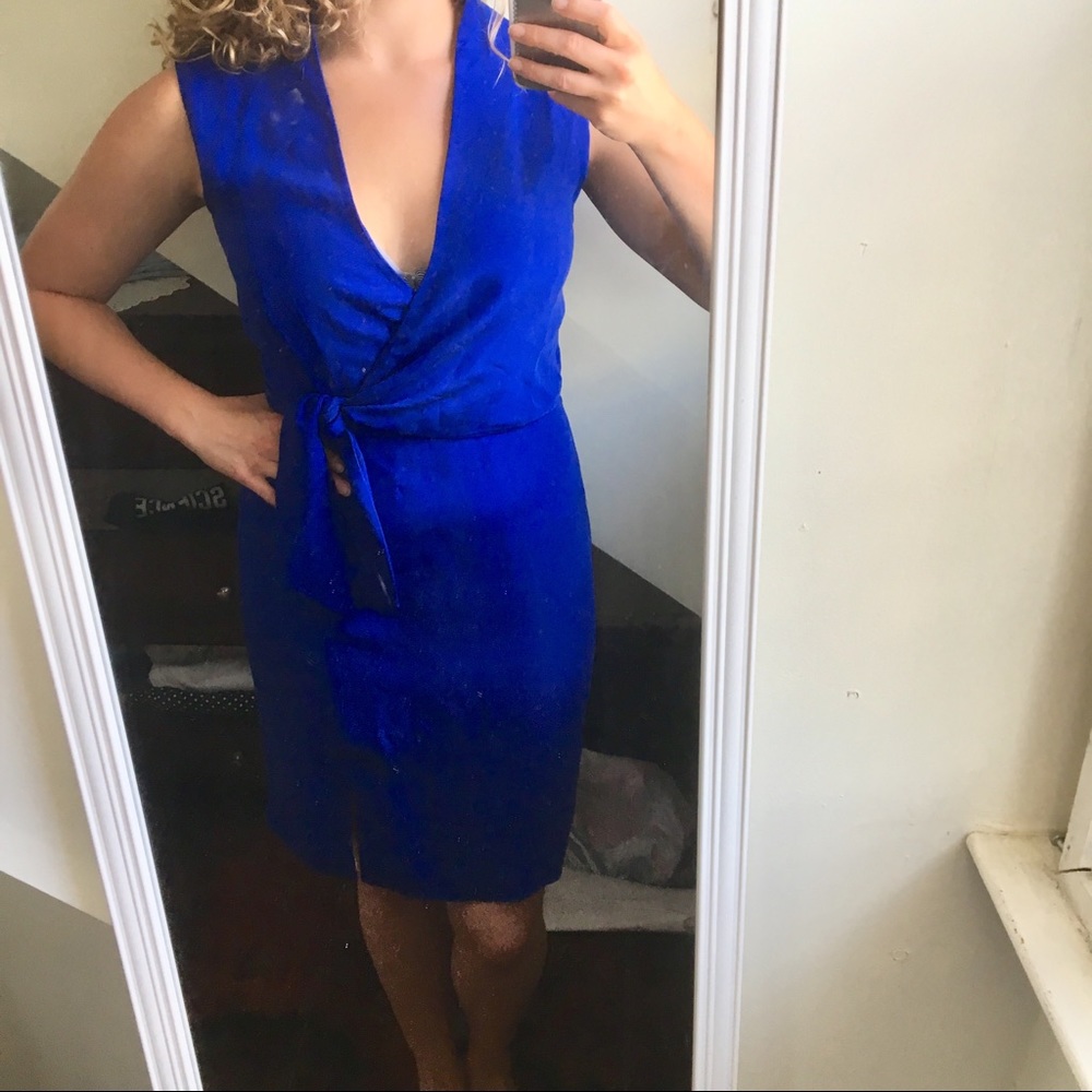 Blue Silk Wrap Dress